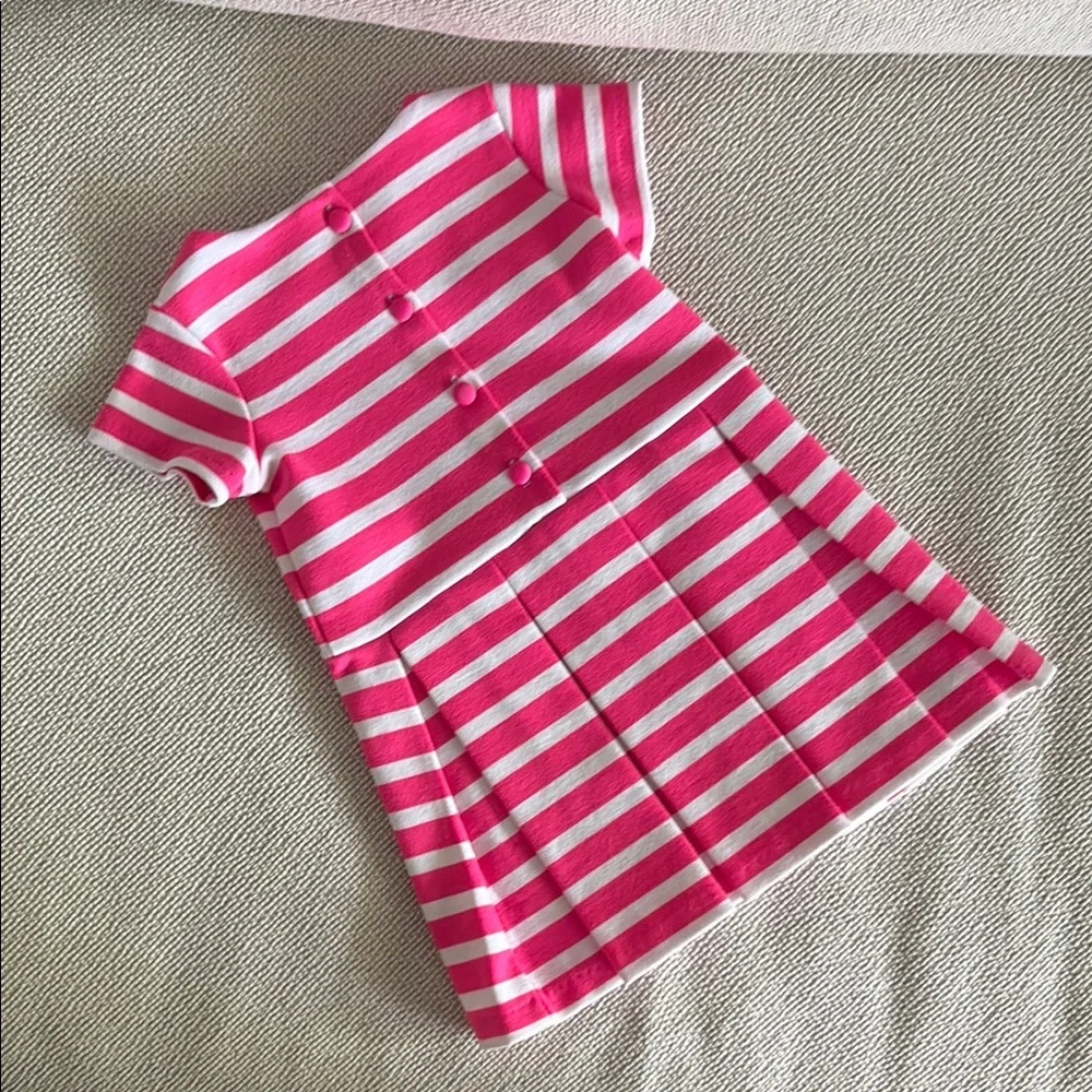 Ralph Lauren Pink and White Striped Pleated Dress
